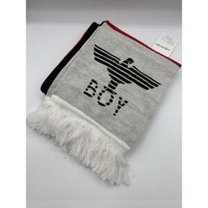 Boy London Colorblock Scarf Fringe‎ Trim NWT White Navy Blue Reversible Big Logo